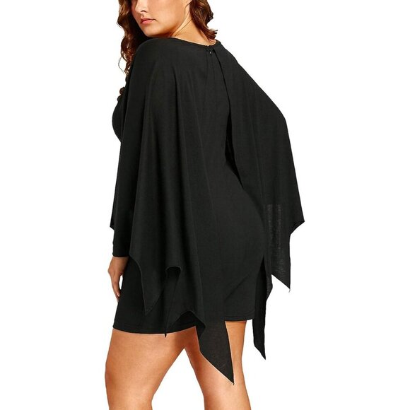 Women's Plus Size Bat Wing Sleeves T Shirt Dress Casual Flowy Tunics Tops - Picture 3 of 7